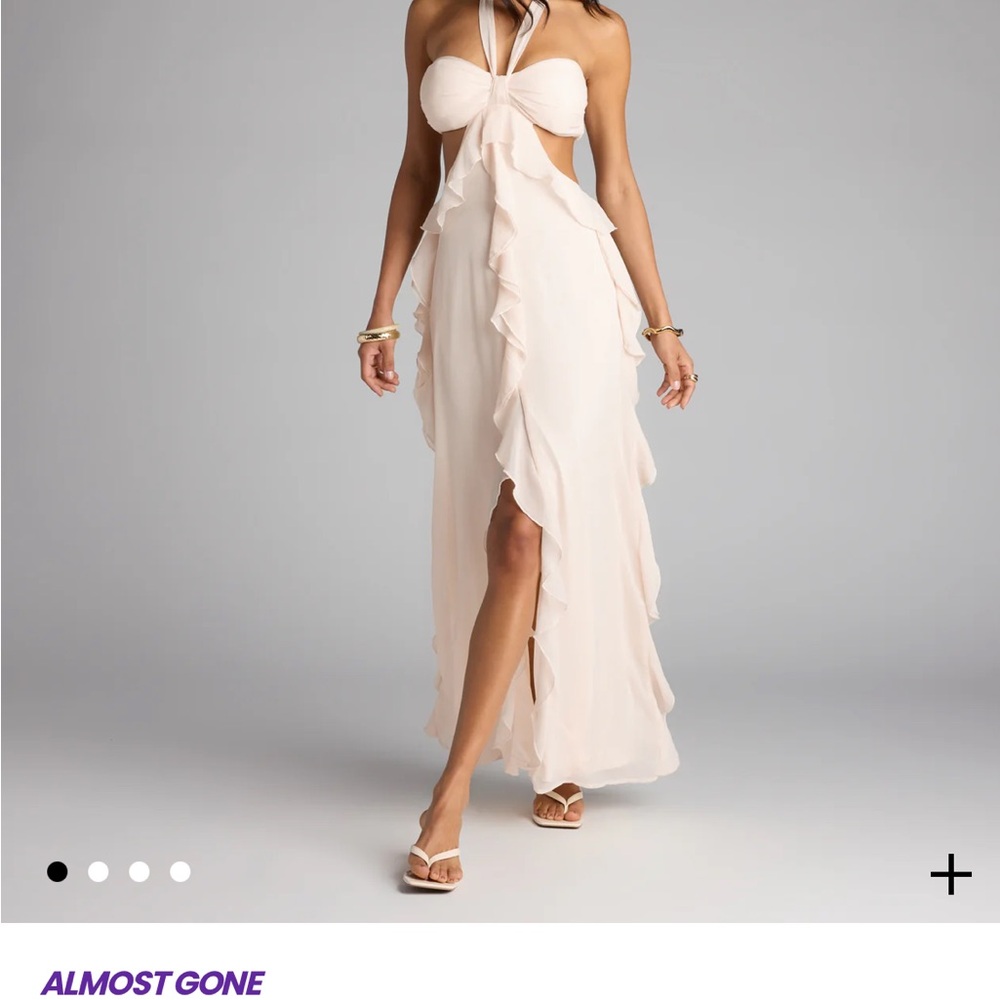 Windsor Brown chiffon Ruffle Maxi Dress